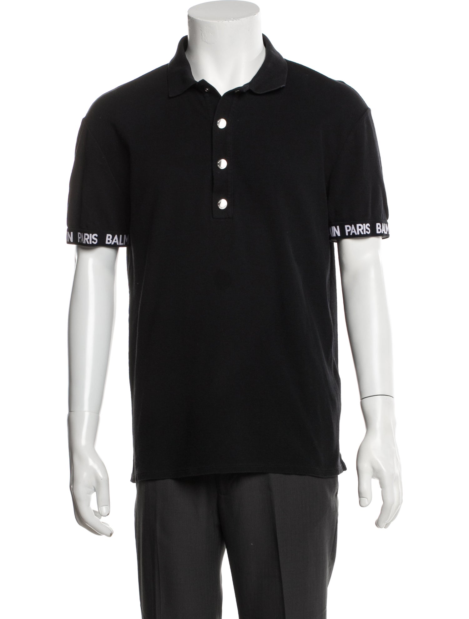 Balmain Logo Stripe Crew Neck Polo Shirt