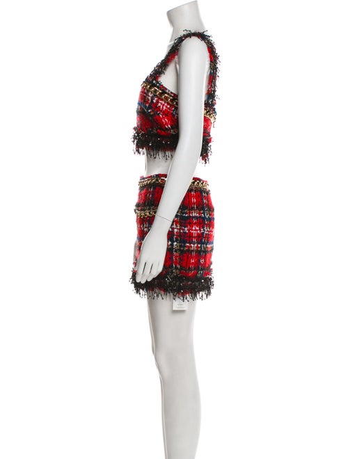 Balmain Tweed Pattern Chain-Link Accents Skirt Suit