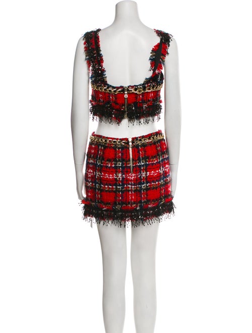 Balmain Tweed Pattern Chain-Link Accents Skirt Suit