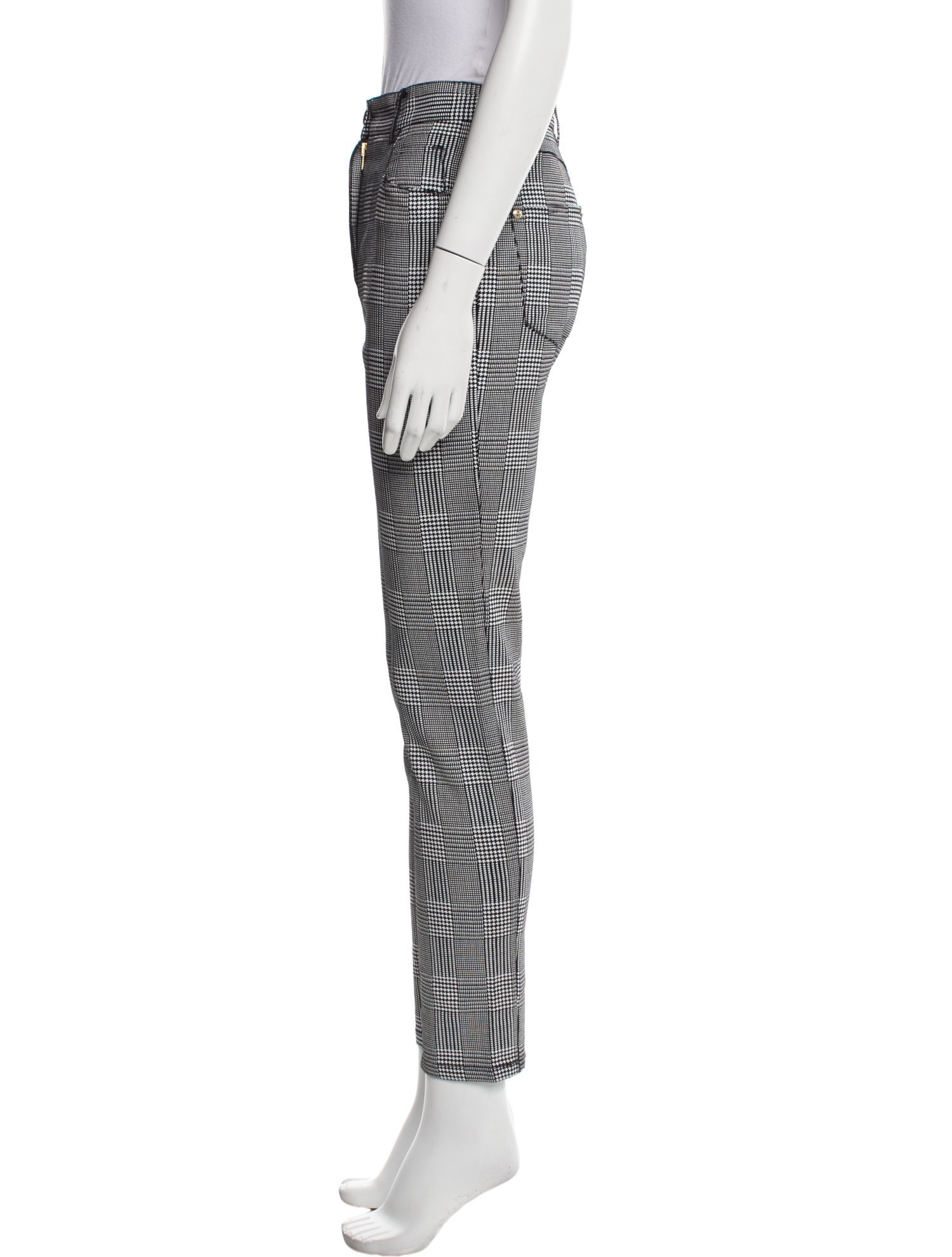Balmain Plaid Print Skinny Leg Pants