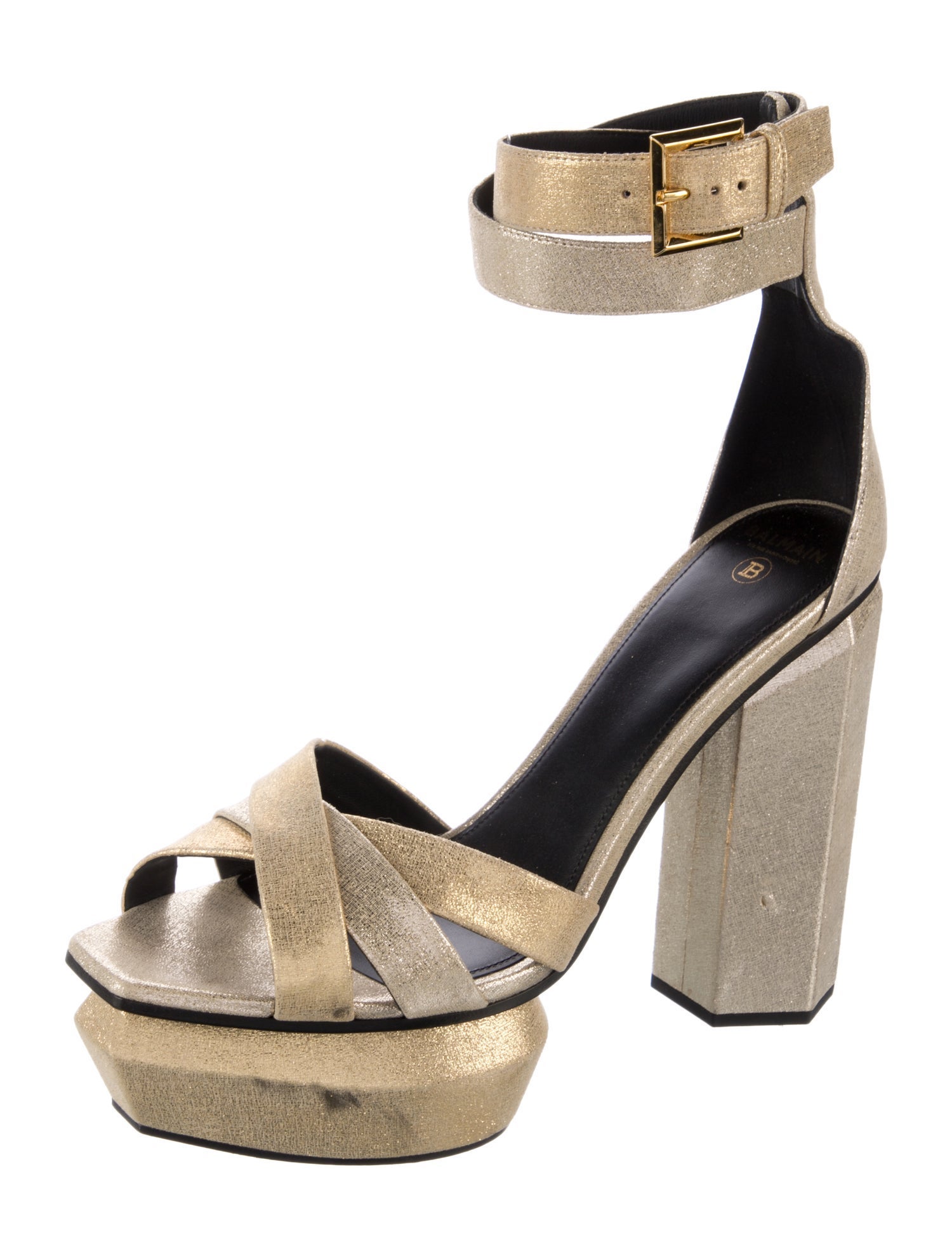 Balmain Satin Glitter Accents Sandals
