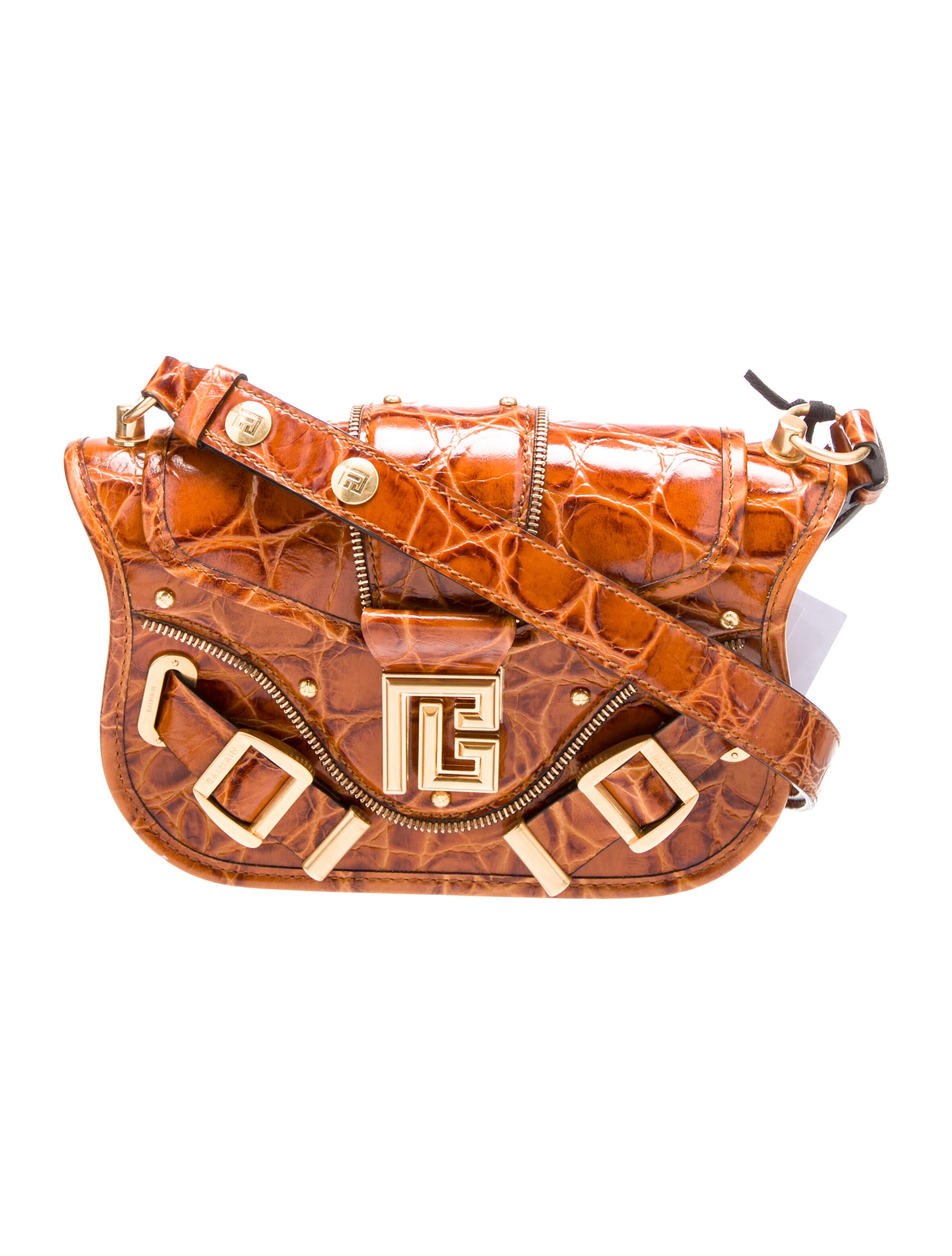 Balmain Embossed Leather Shoulder Bag w/ Tags