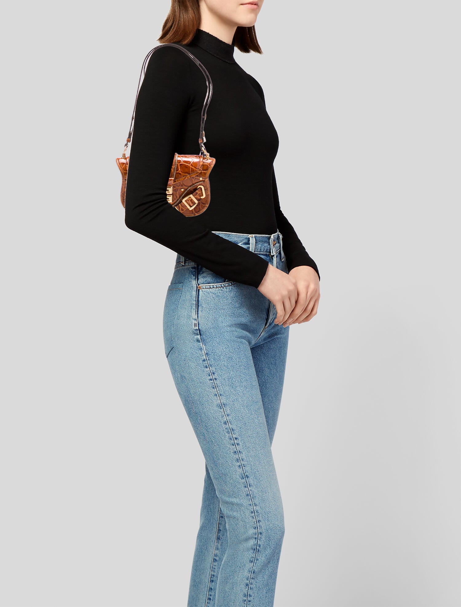 Balmain Embossed Leather Shoulder Bag w/ Tags