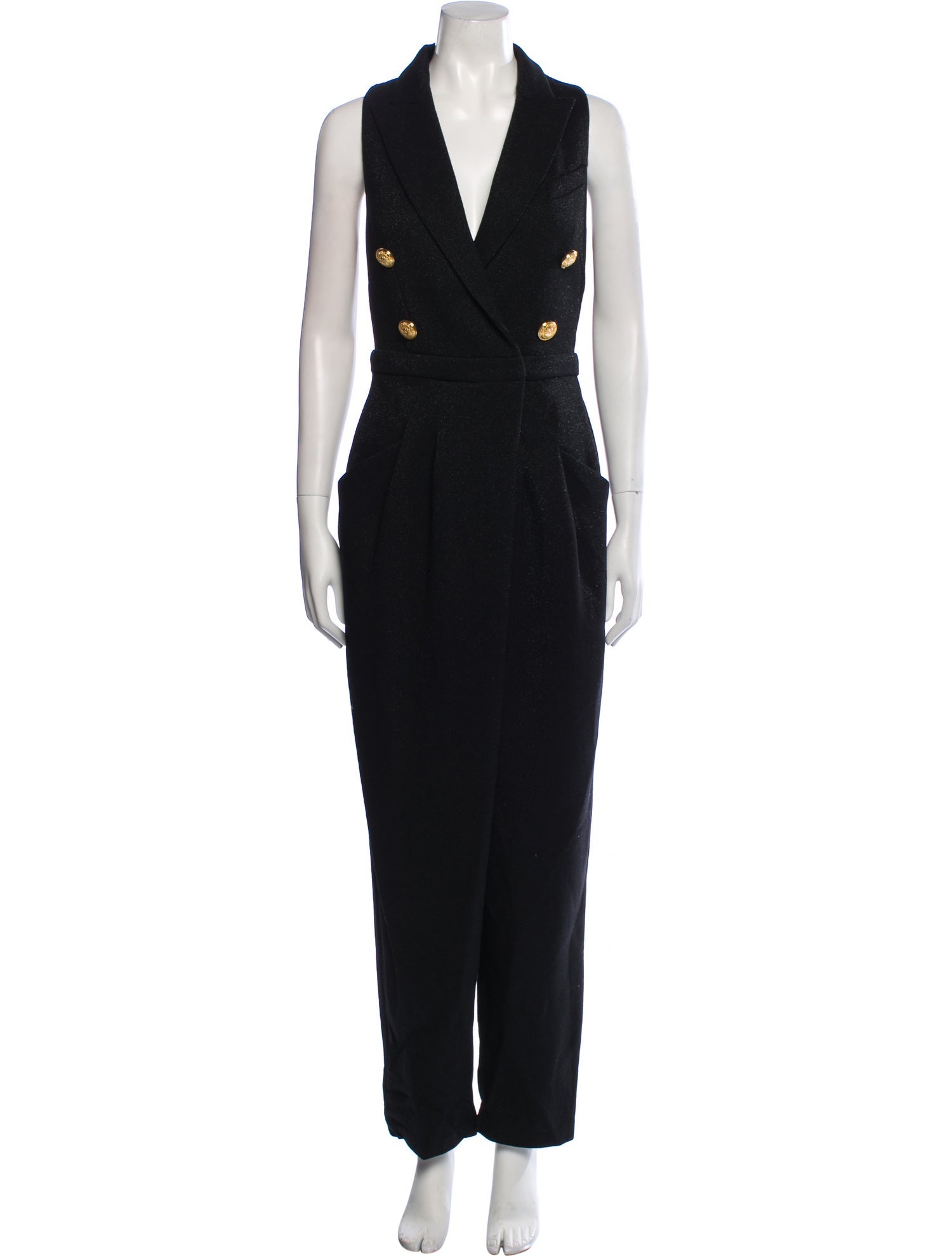 Balmain Virgin Wool V-Neck Jumpsuit