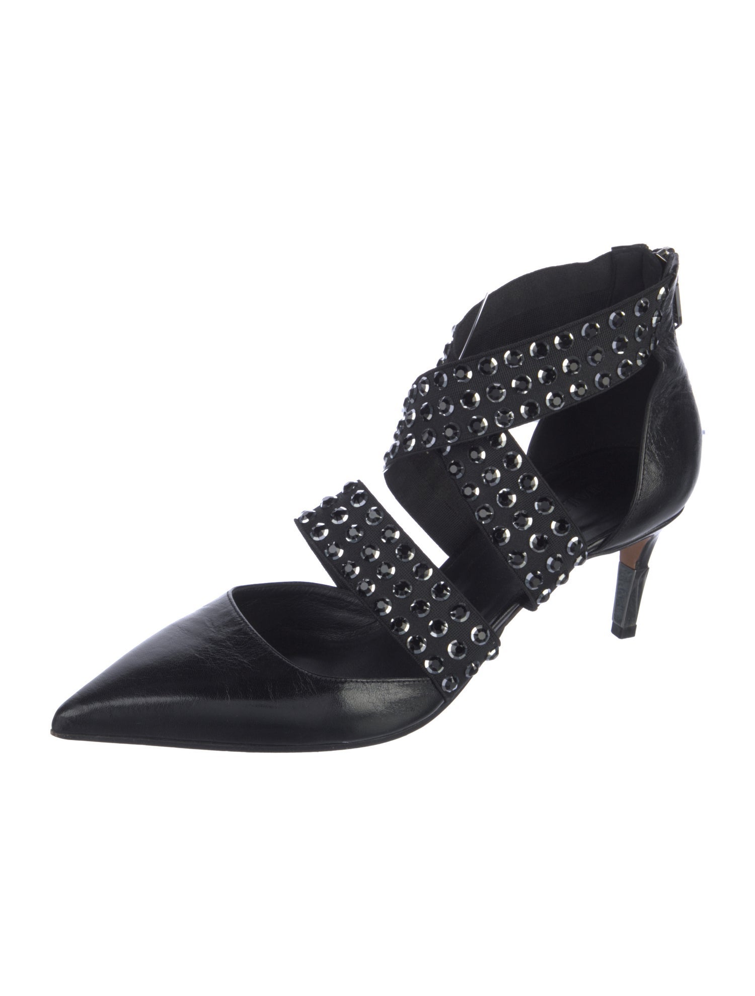 Balmain Leather Crystal Embellishments D'Orsay Pumps