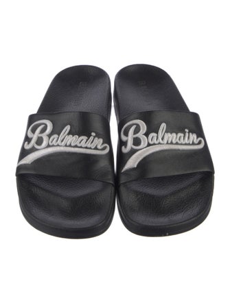 Balmain Leather Printed Slides
