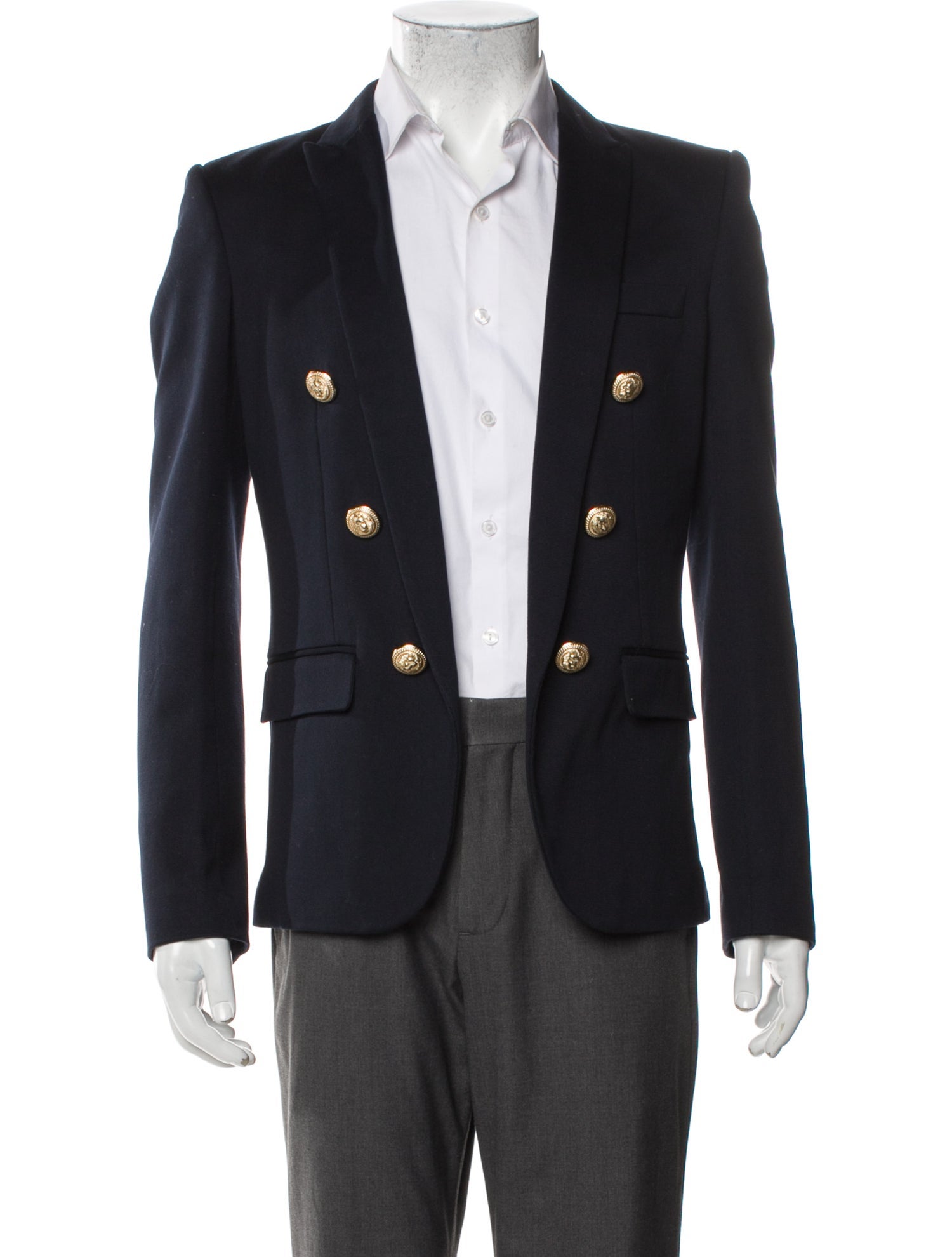 Balmain Plaid Print Peacoat