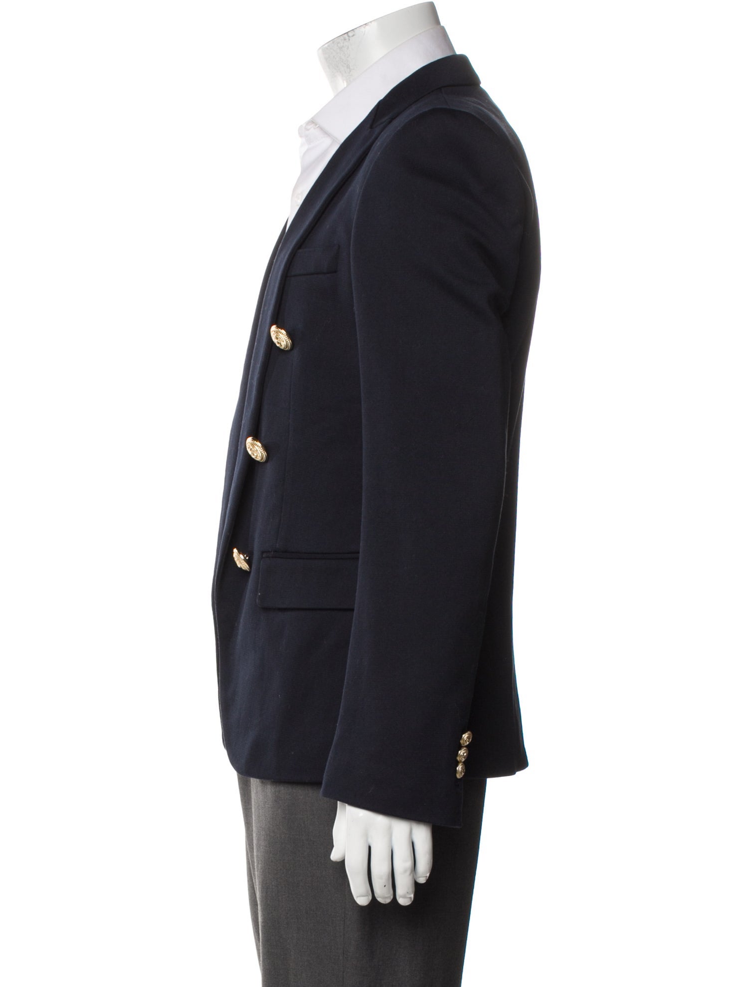 Balmain Plaid Print Peacoat