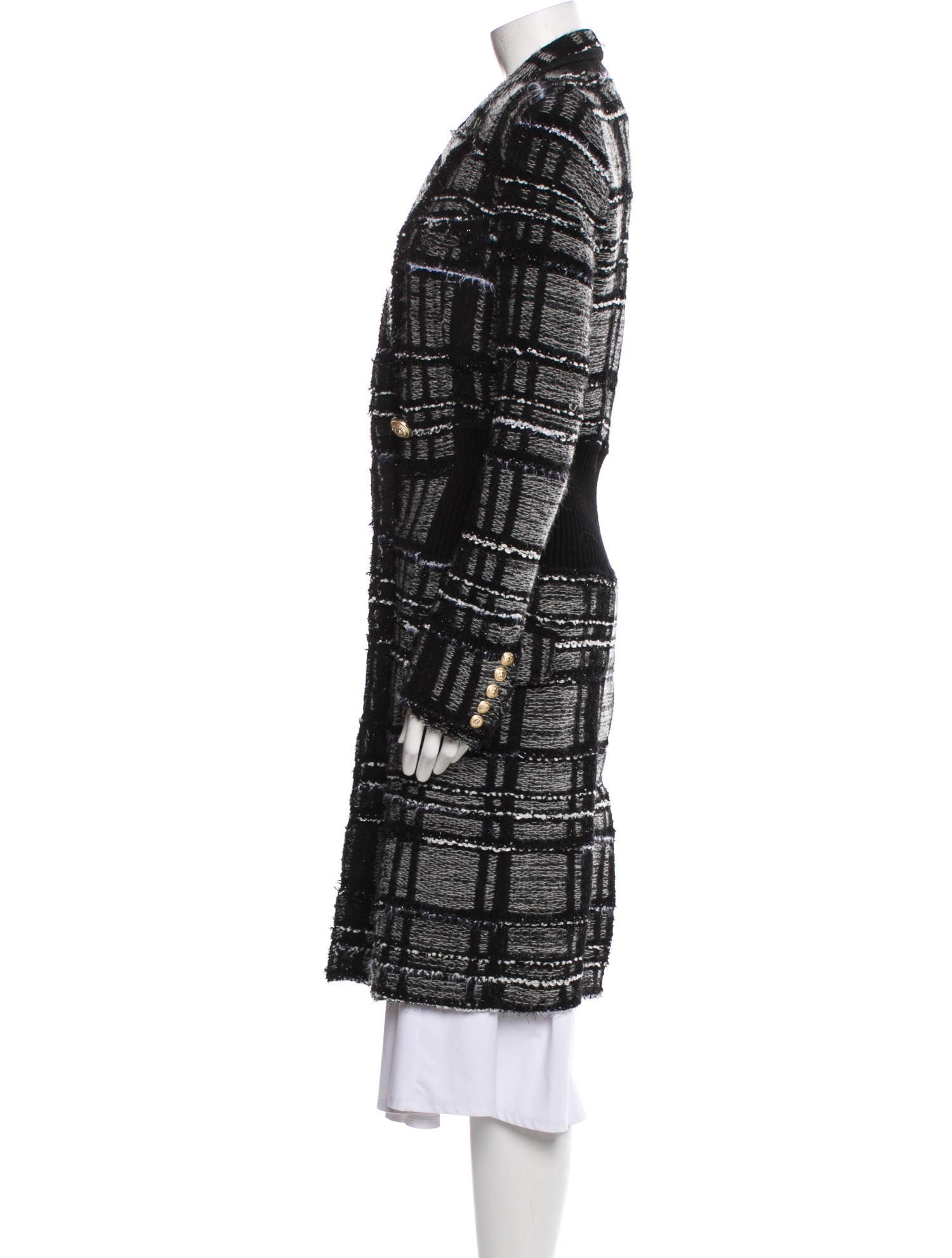Balmain Wool Tweed Pattern Peacoat