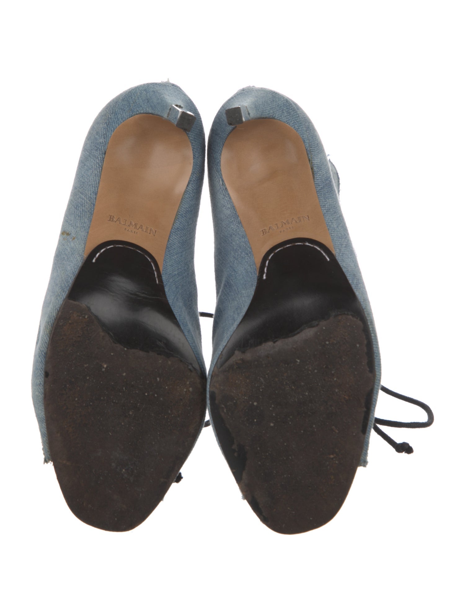 Balmain Denim Lace-Up Boots