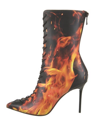 Balmain Leather Printed Lace-Up Boots