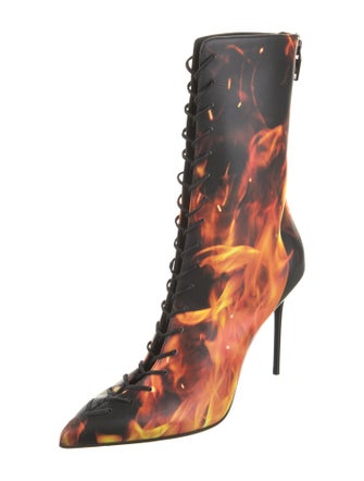 Balmain Leather Printed Lace-Up Boots