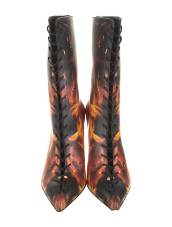 Balmain Leather Printed Lace-Up Boots