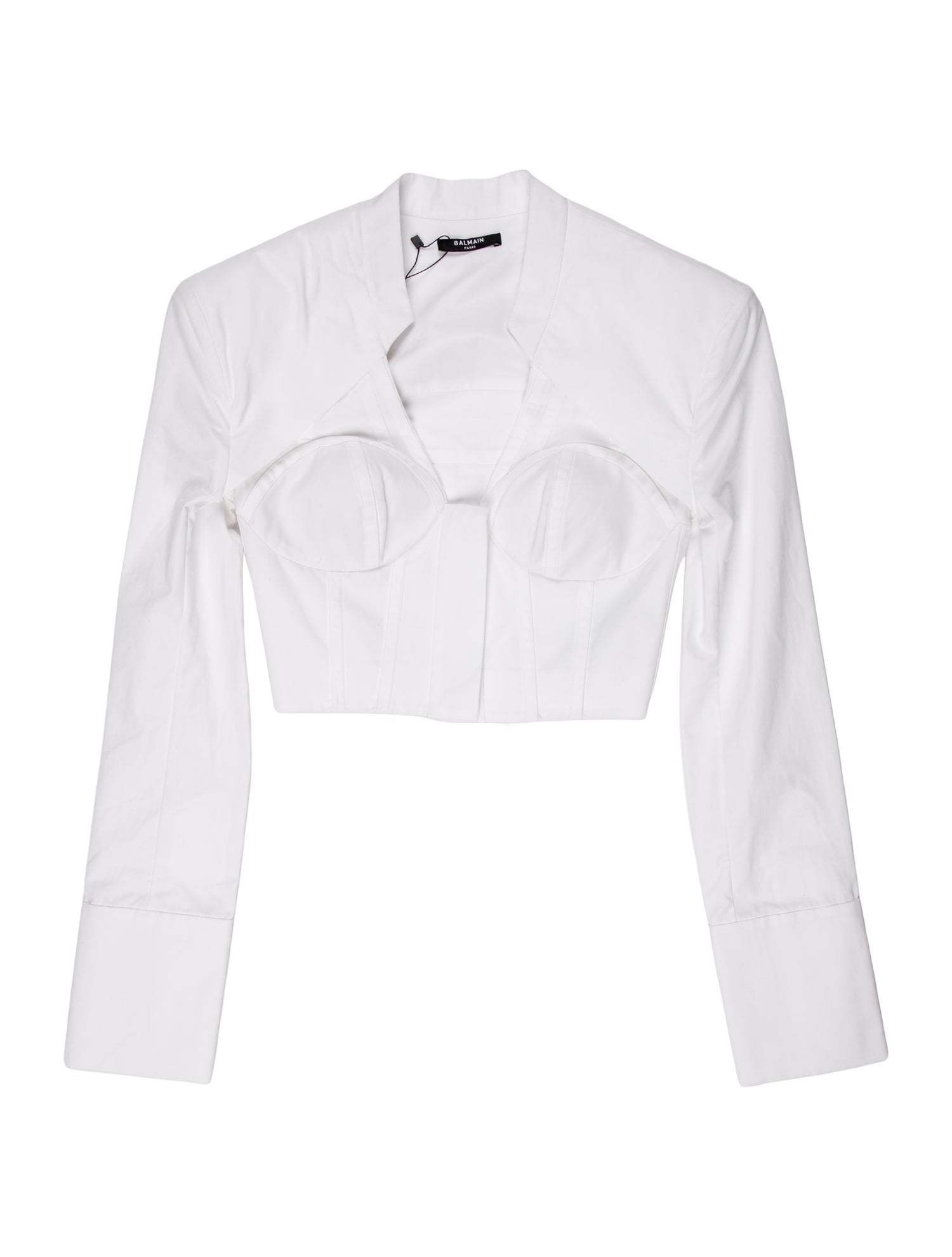 Balmain Strapless Long Sleeve Crop Top w/ Tags