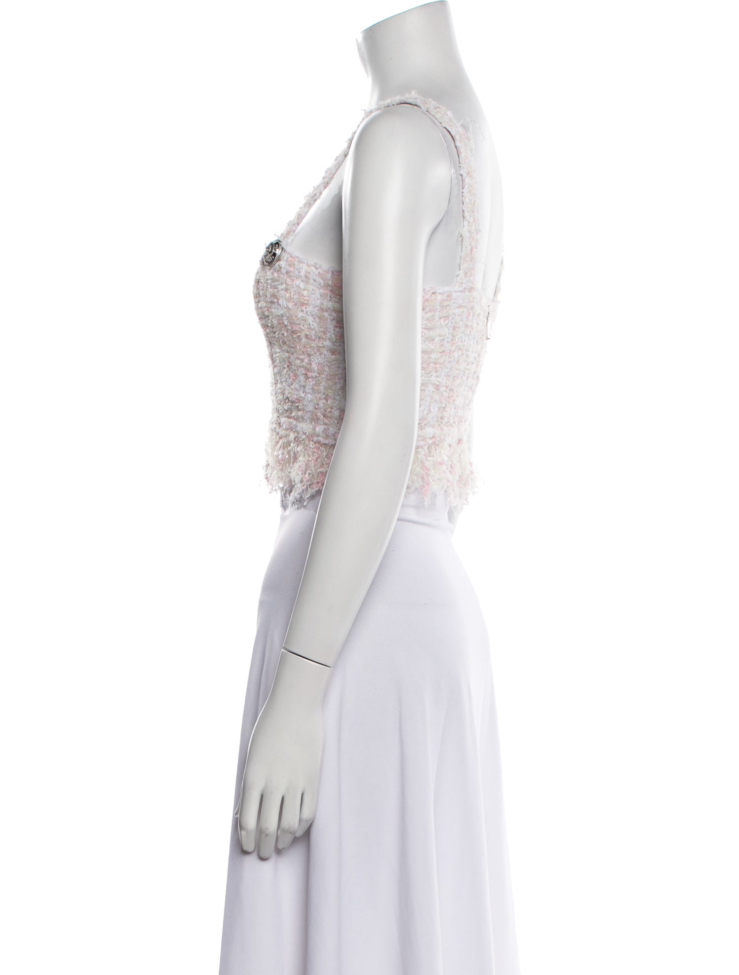 Balmain Tweed Lace Pattern Crop Top