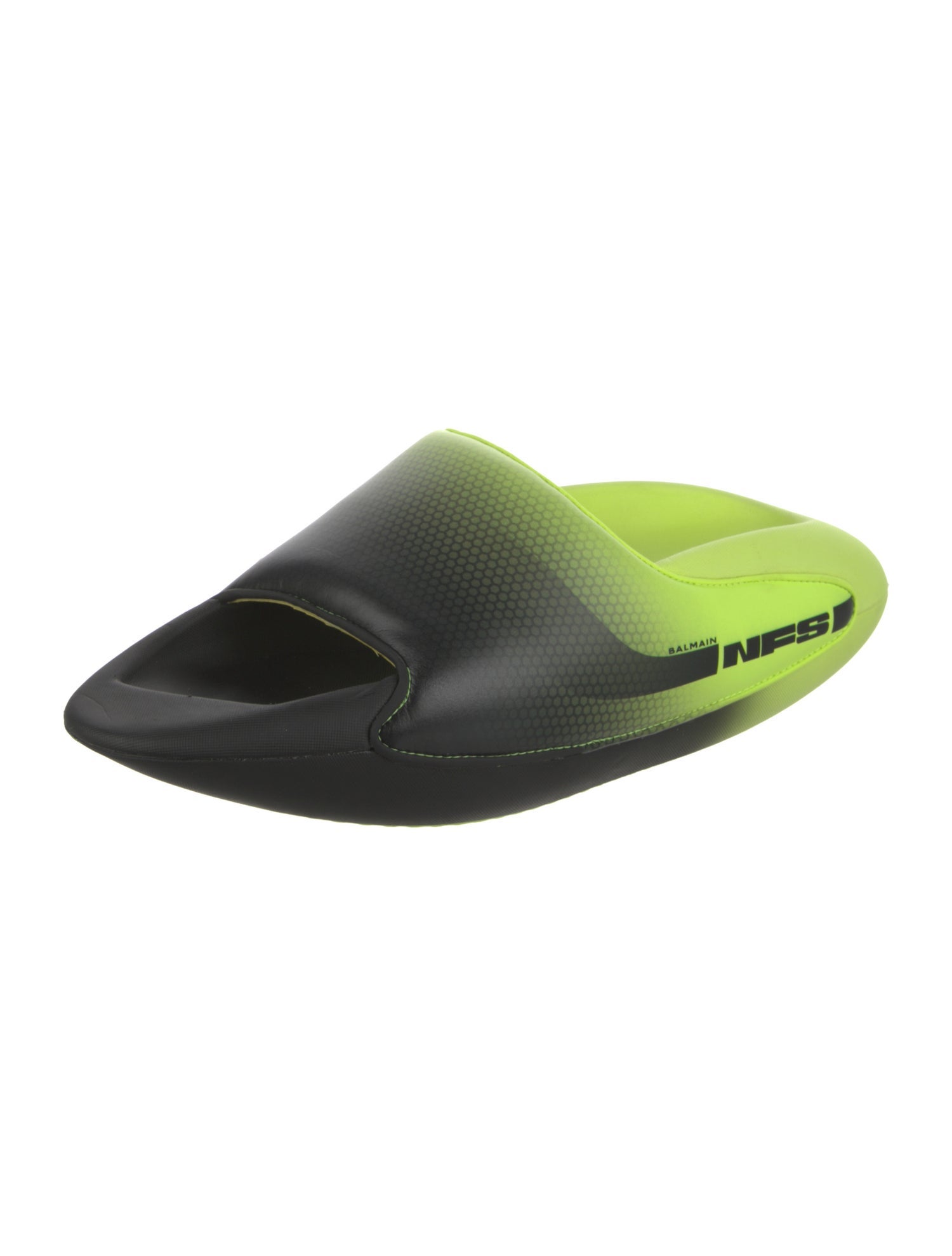 Balmain Leather Colorblock Pattern Slides
