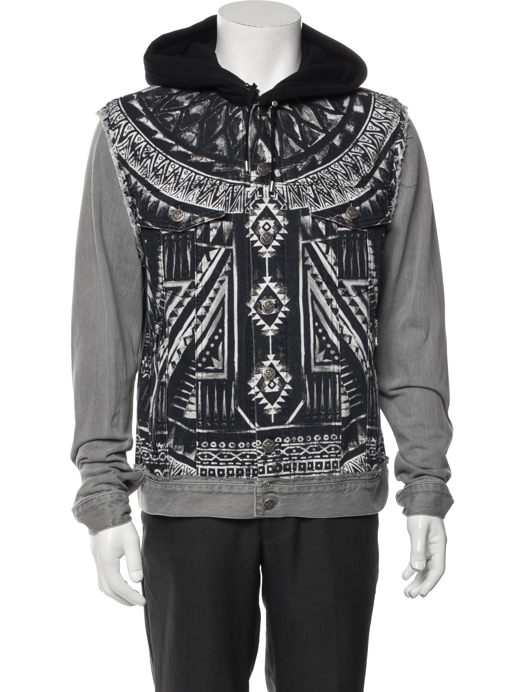 Balmain Graphic Print Denim Jacket