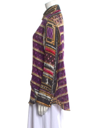 Balmain Silk Printed Button-Up Top