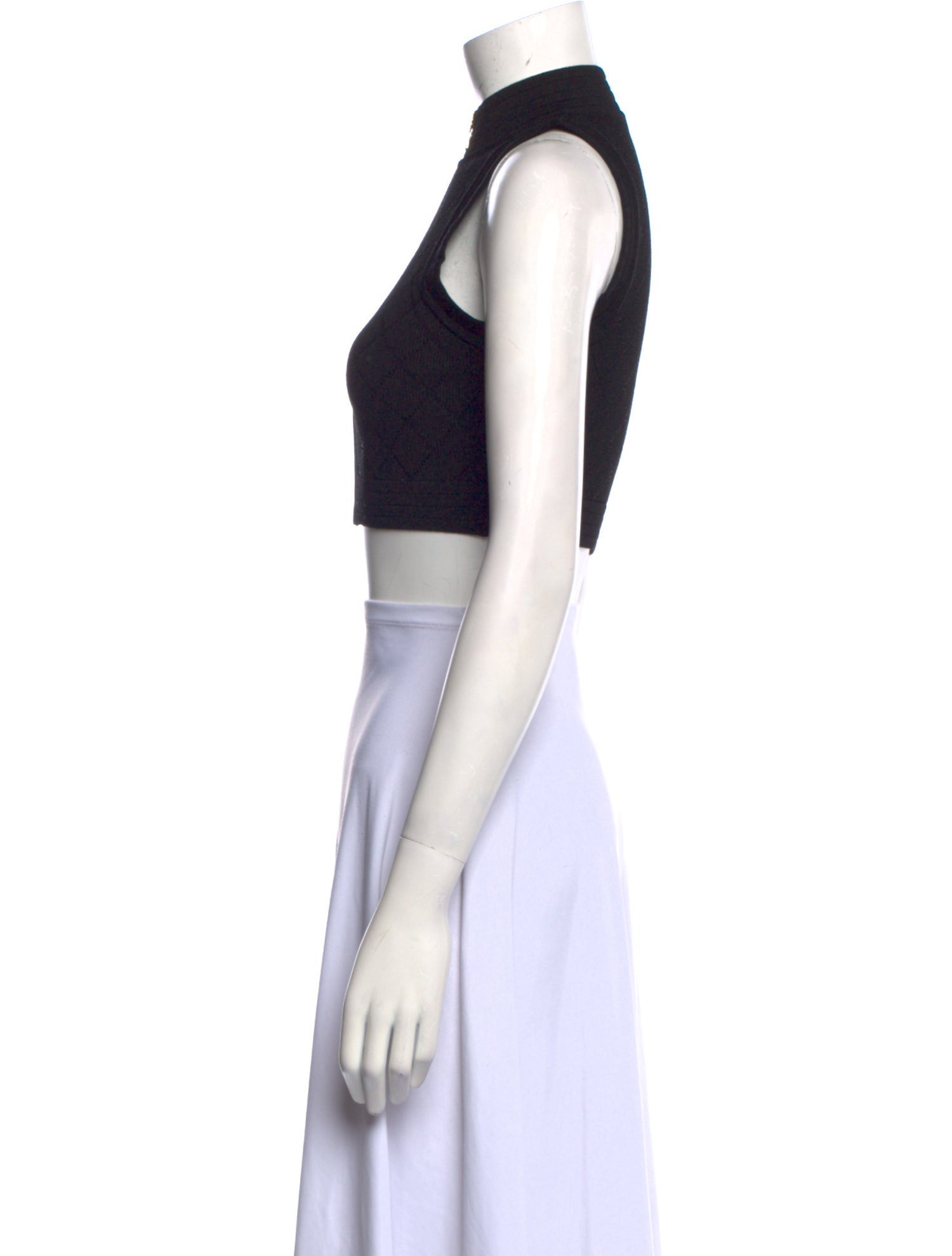 Balmain Mock Neck Sleeveless Crop Top