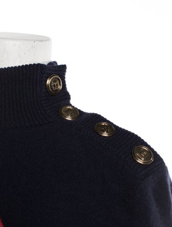 Balmain Wool Plaid Print Sweater