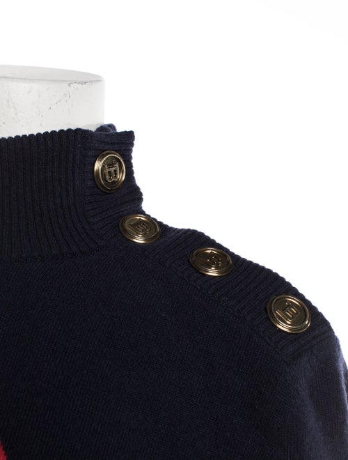 Balmain Wool Plaid Print Sweater