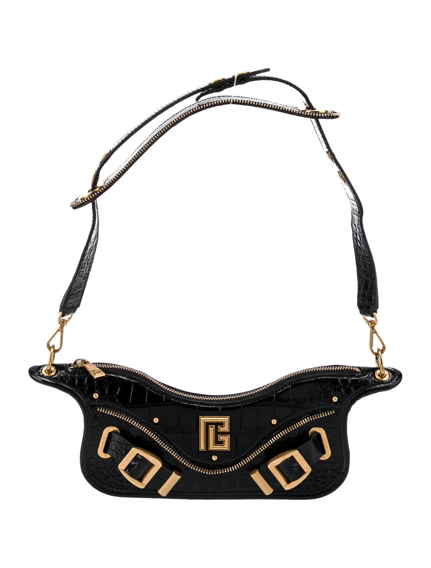 Balmain Embossed Leather Shoulder Bag w/ Tags