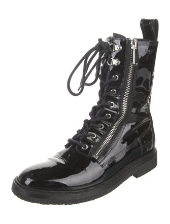 Balmain Patent Leather Combat Boots