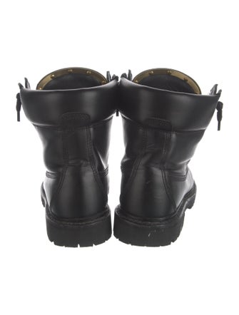 Balmain Leather Printed Combat Boots