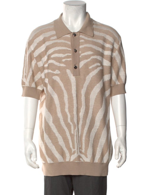 Balmain Animal Print Collar Polo Sweater
