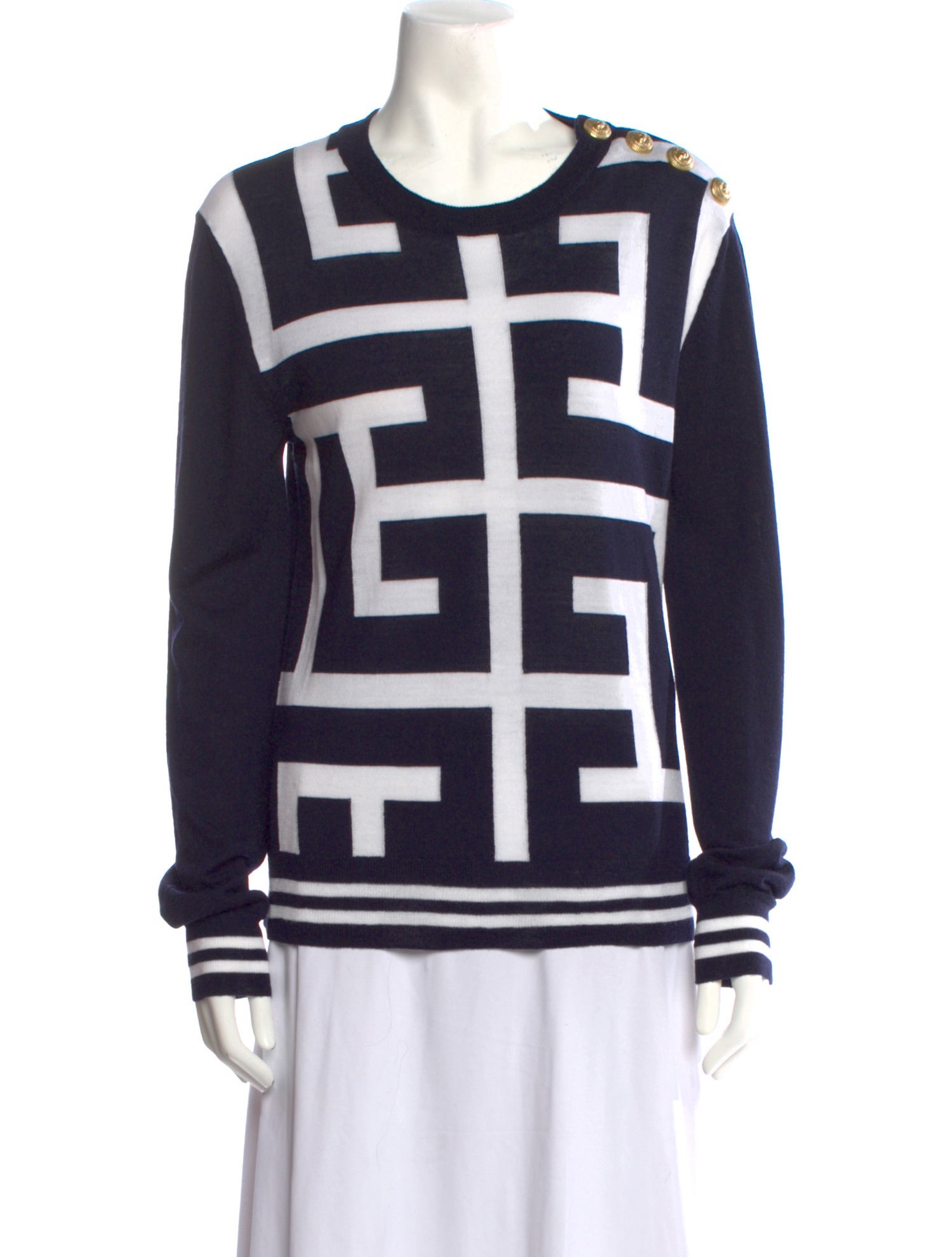 Balmain Merino Wool Graphic Print Sweatshirt