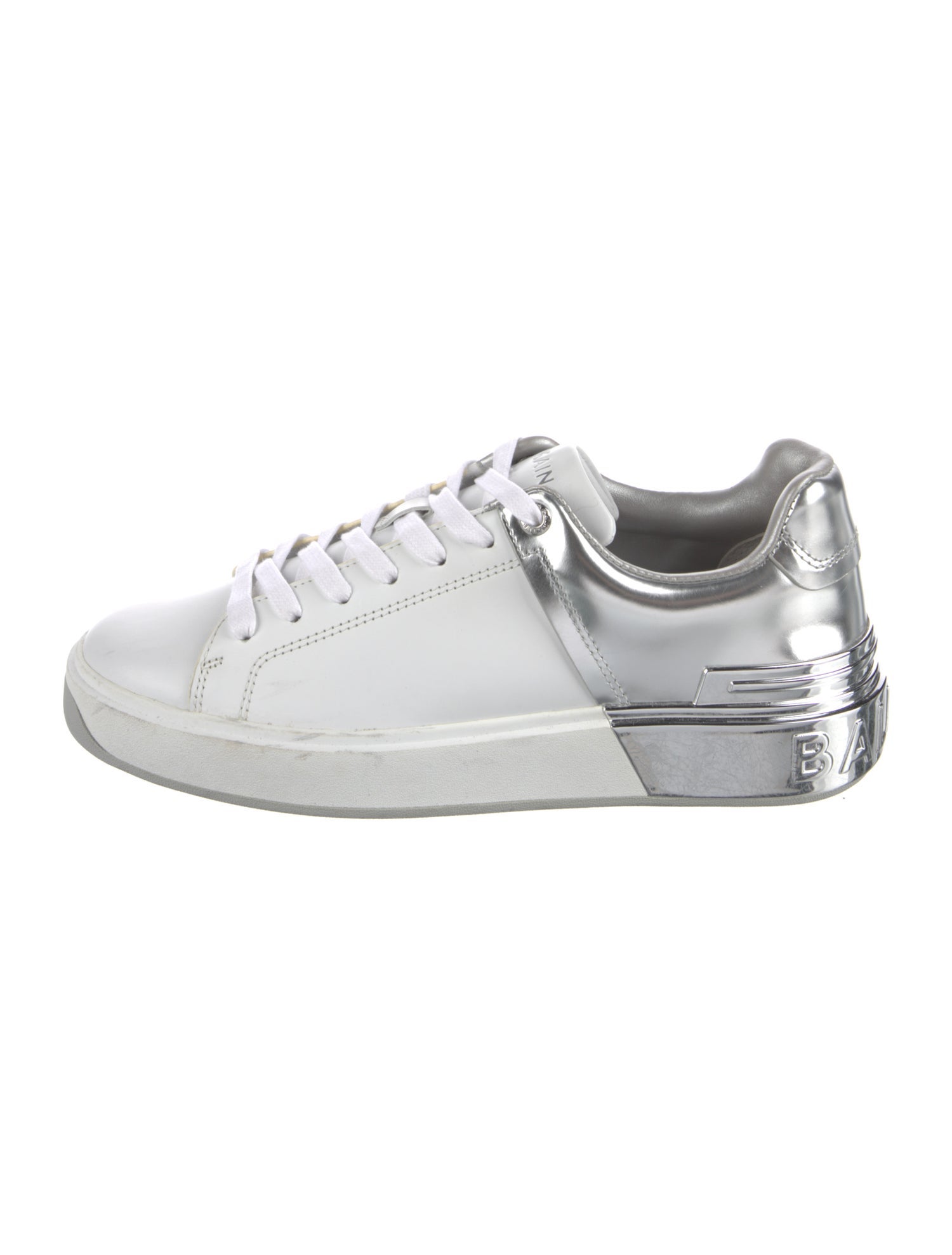 Balmain Leather Colorblock Pattern Sneakers