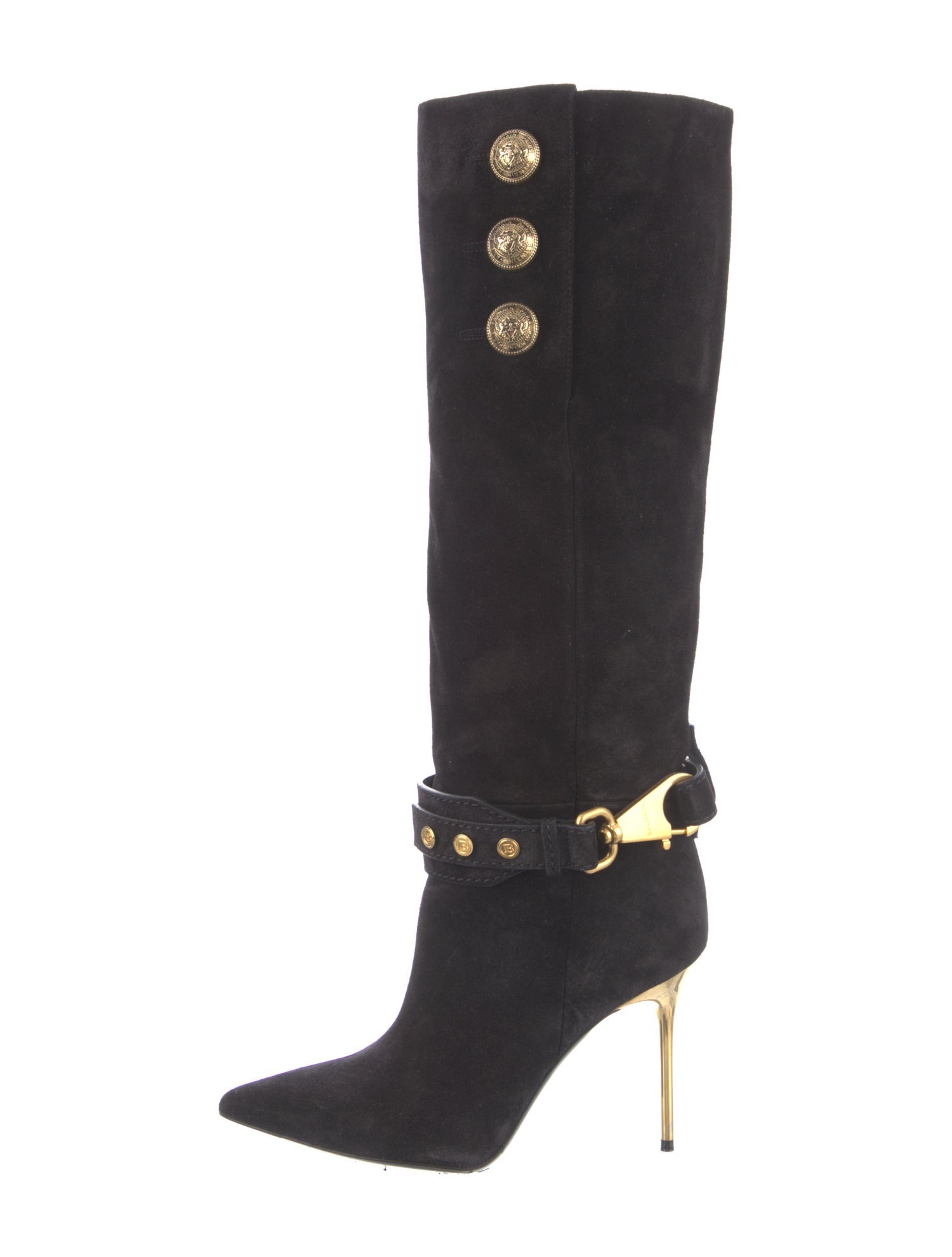 Balmain Suede Studded Accents Boots