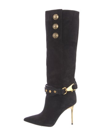 Balmain Suede Studded Accents Boots