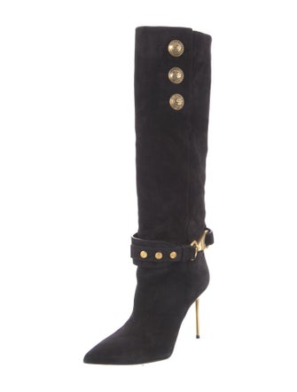 Balmain Suede Studded Accents Boots