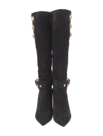 Balmain Suede Studded Accents Boots