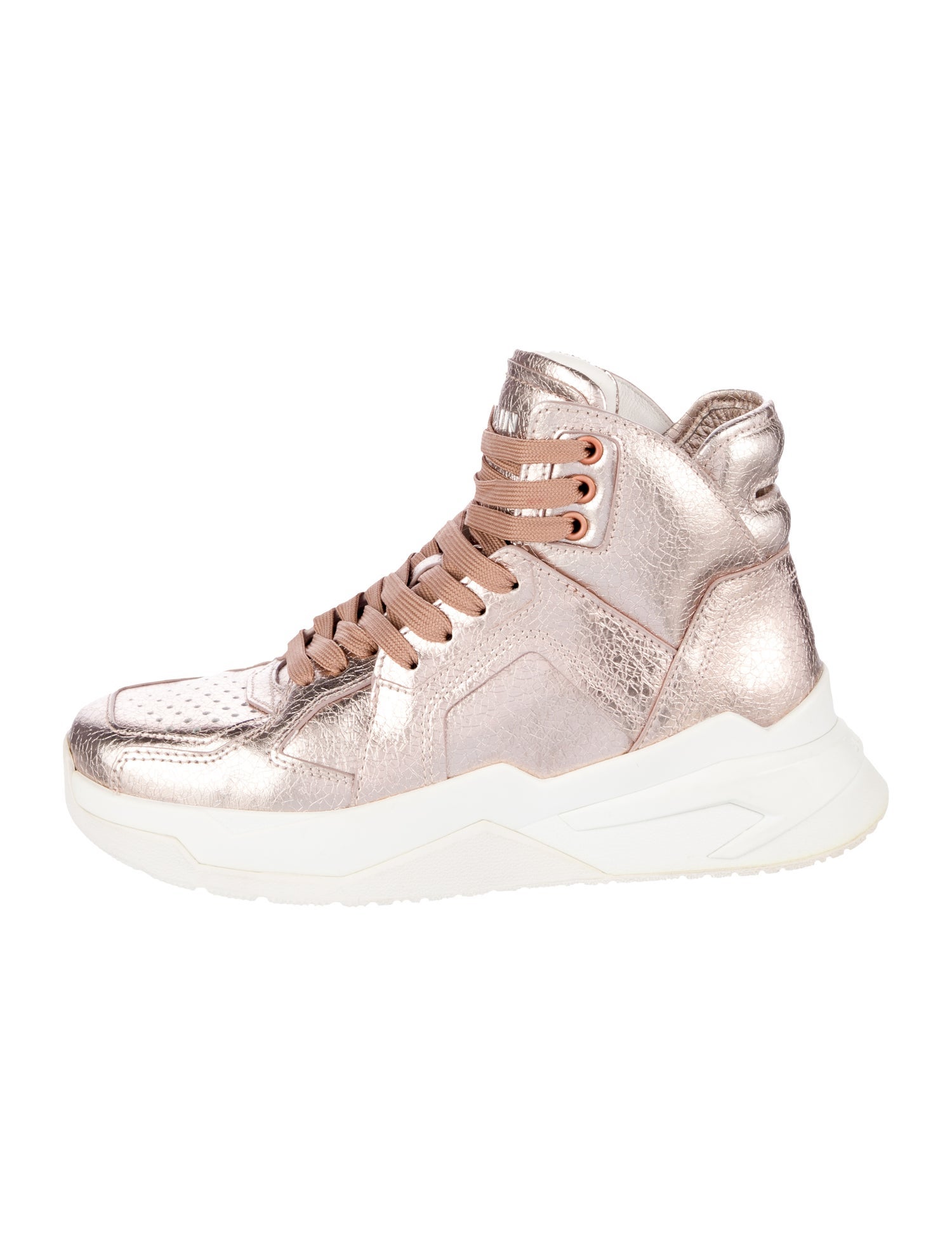 Balmain Leather Cutout Accent Sneakers