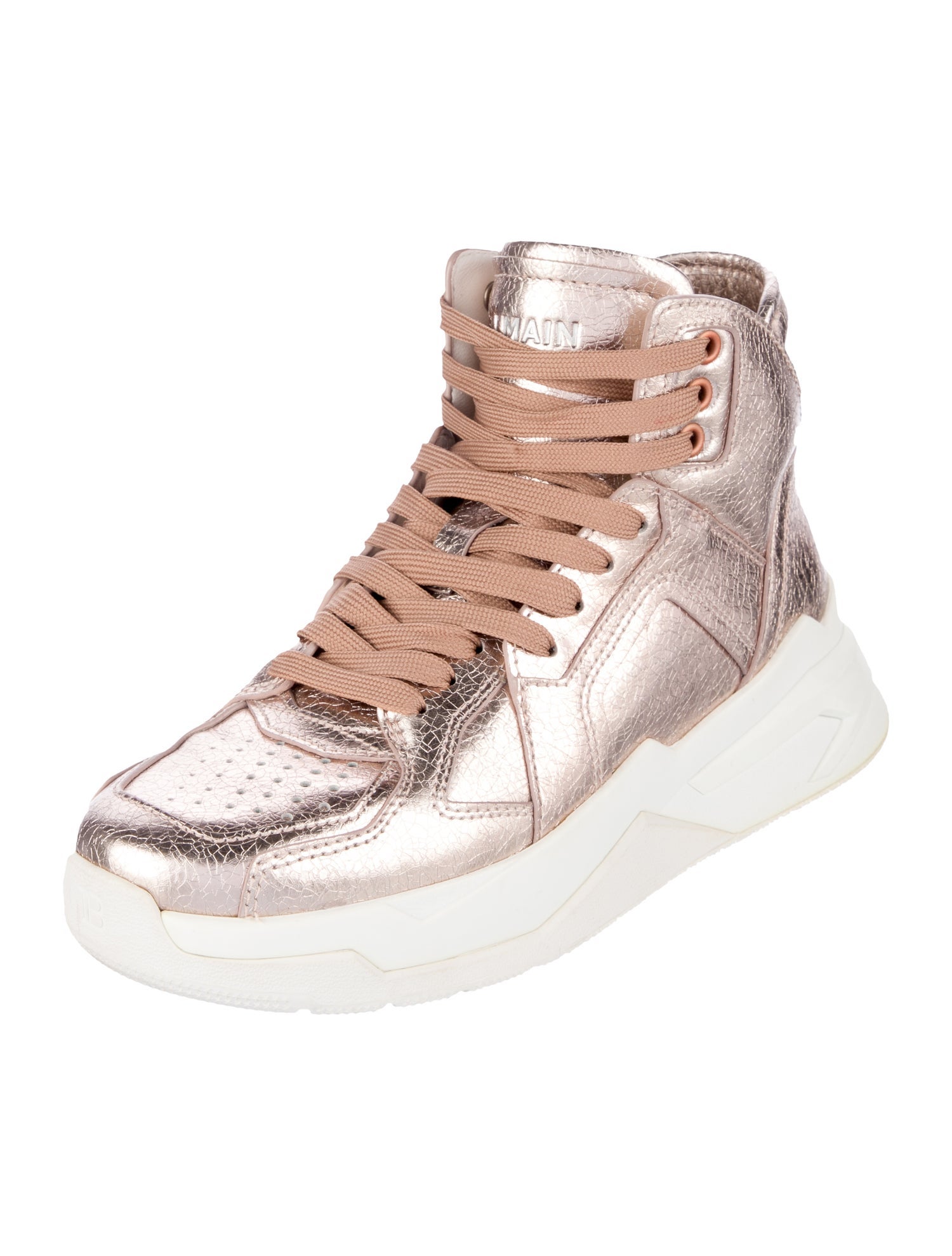 Balmain Leather Cutout Accent Sneakers