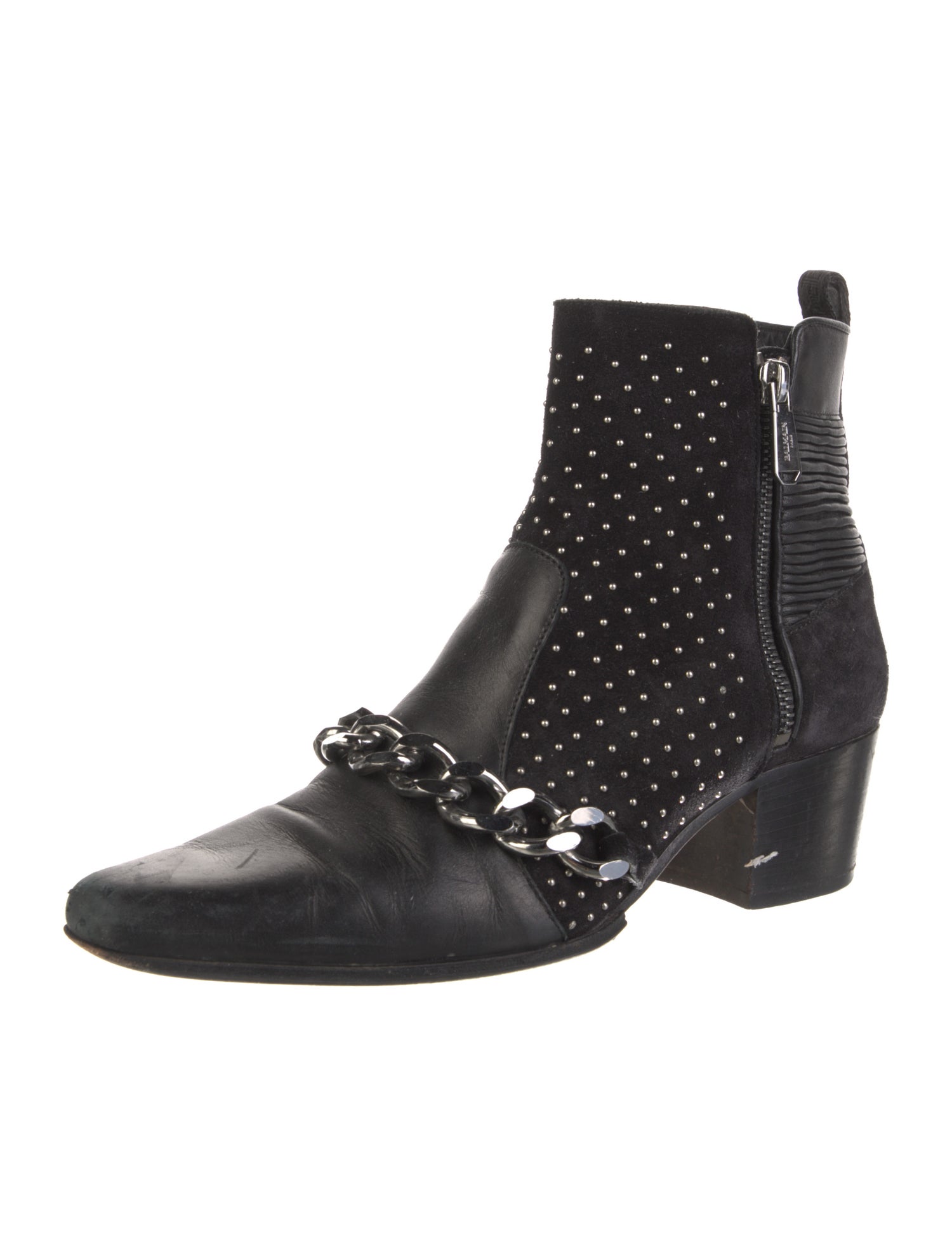 Balmain Leather Chain-Link Accents Chelsea Boots