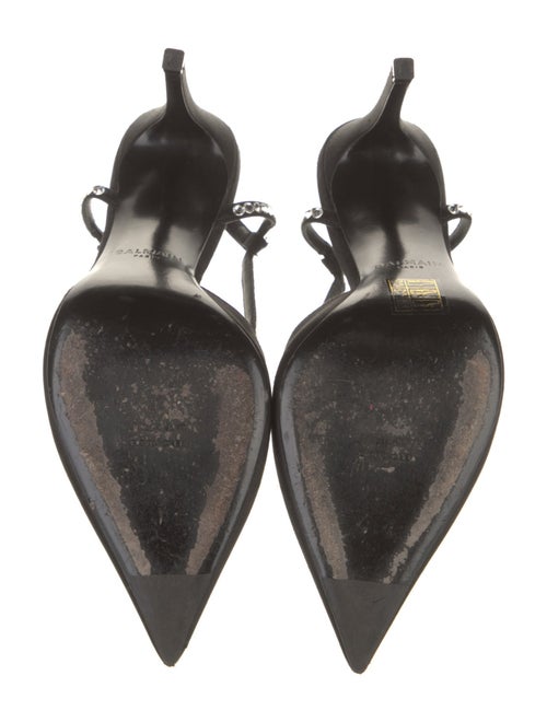 Balmain Satin Crystal Embellishments Slingback Pumps
