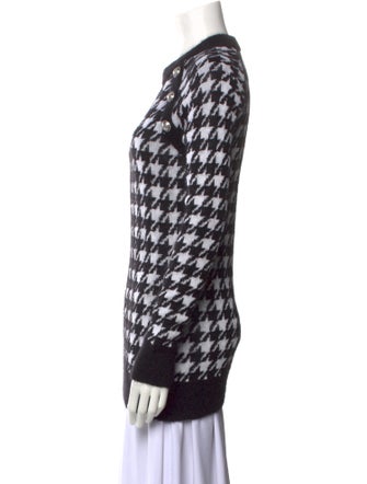 Balmain Houndstooth Print Crew Neck Sweater