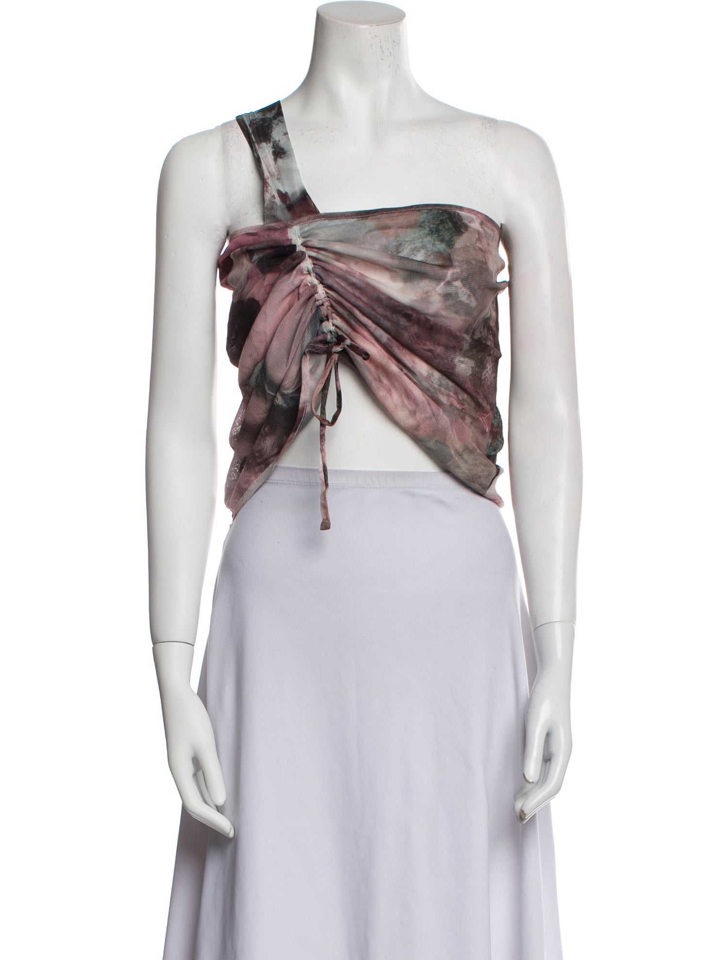 Balmain Silk One-Shoulder Crop Top w/ Tags