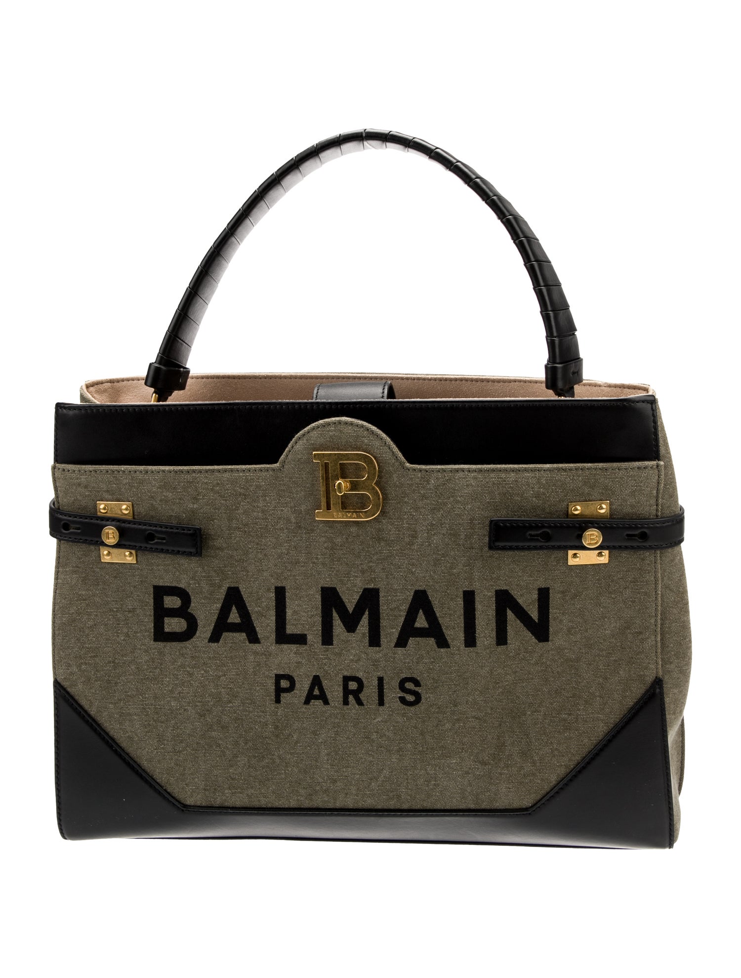 Balmain Canvas Top Handle Bag