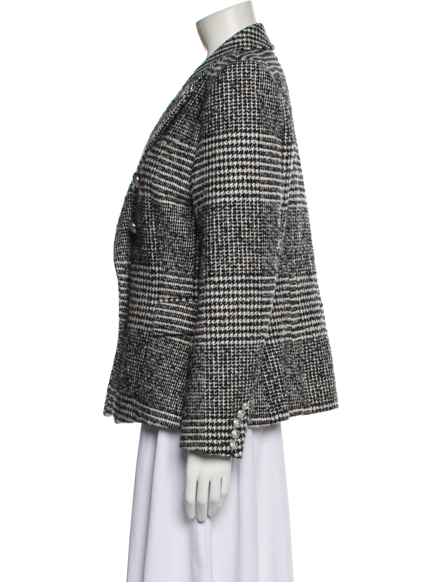 Balmain Virgin Wool Plaid Print Blazer