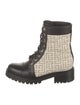 Balmain Monogram Pattern Canvas Combat Boots