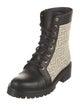 Balmain Monogram Pattern Canvas Combat Boots