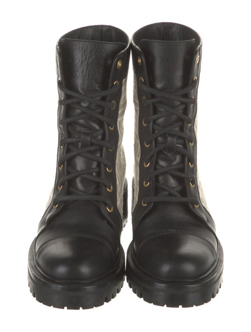 Balmain Monogram Pattern Canvas Combat Boots