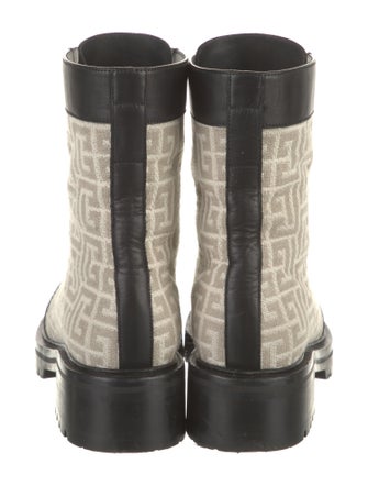 Balmain Monogram Pattern Canvas Combat Boots