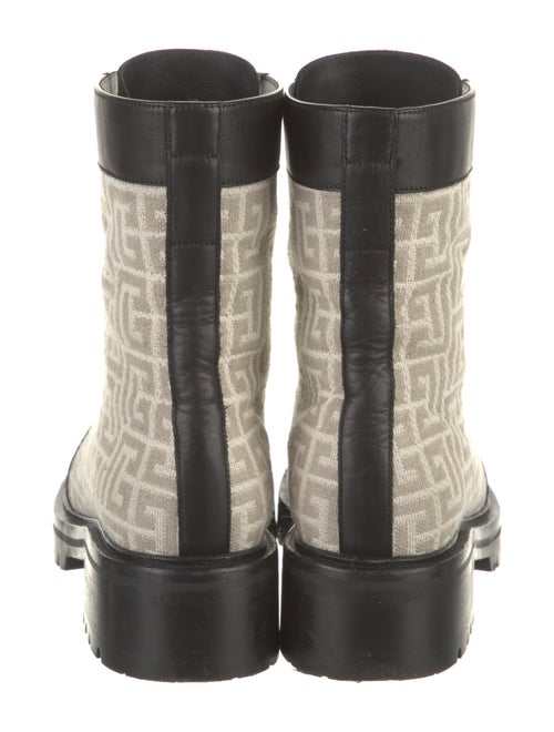 Balmain Monogram Pattern Canvas Combat Boots