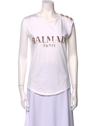 Balmain Graphic Print Scoop Neck T-Shirt