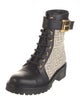 Balmain Monogram Pattern Canvas Combat Boots